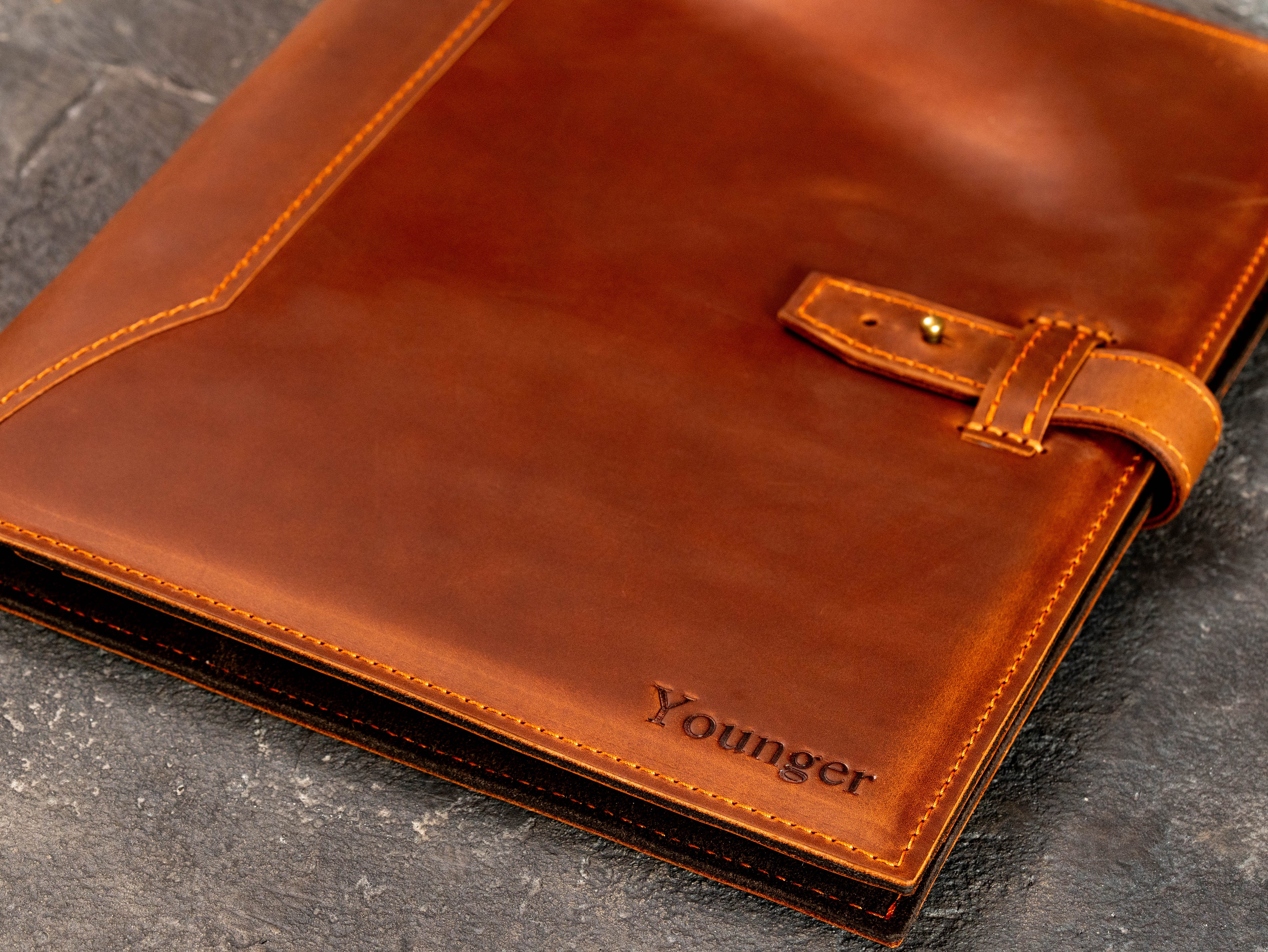 Personalized Copper Leather Legal Pad Portfolio with Name, Business Document Organizer for 8.5 × 11.75 Notepad | Mureli