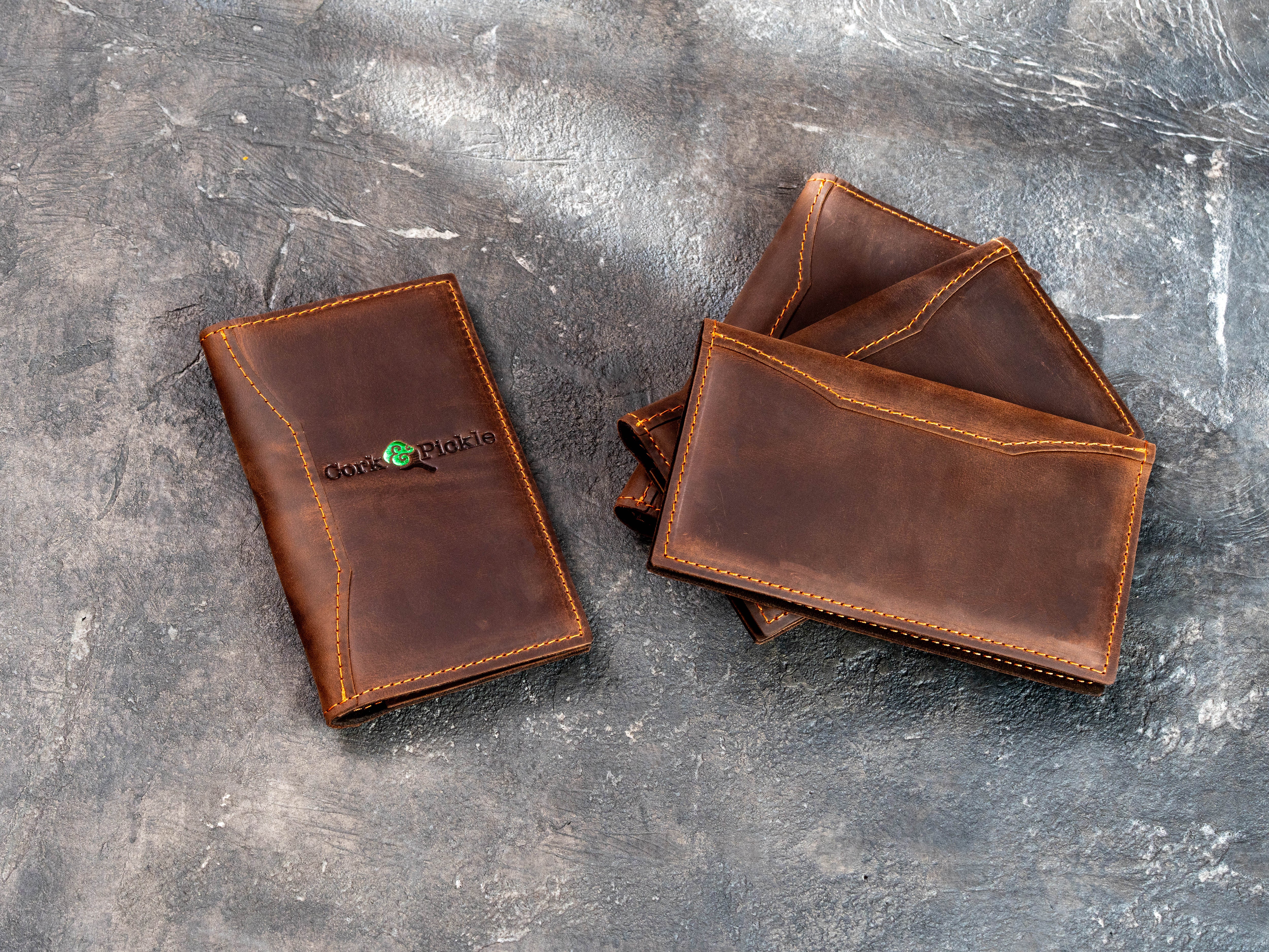 Premium Brown Leather Check Presenter with Card and Cash Pockets | Mureli