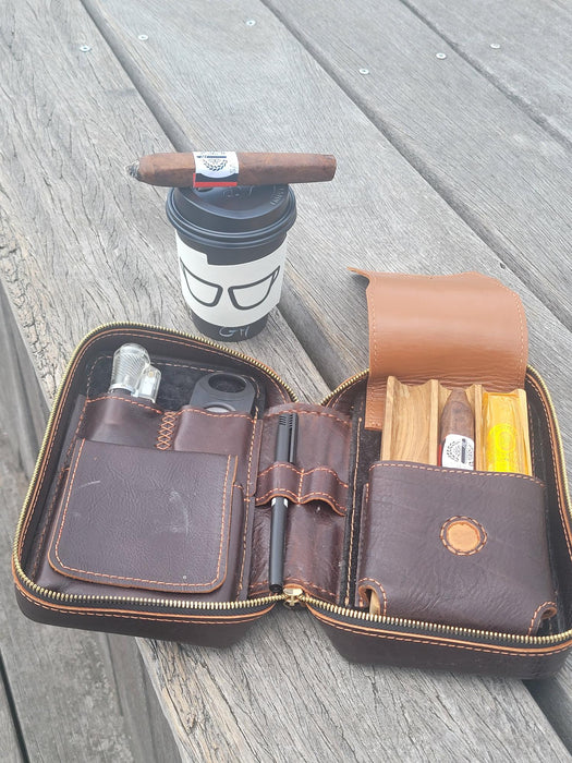 $89 cigar case for 3 cigars and $20 logo and $15 shipping