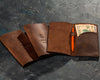 Handmade leather check presenter with pen holder and cash