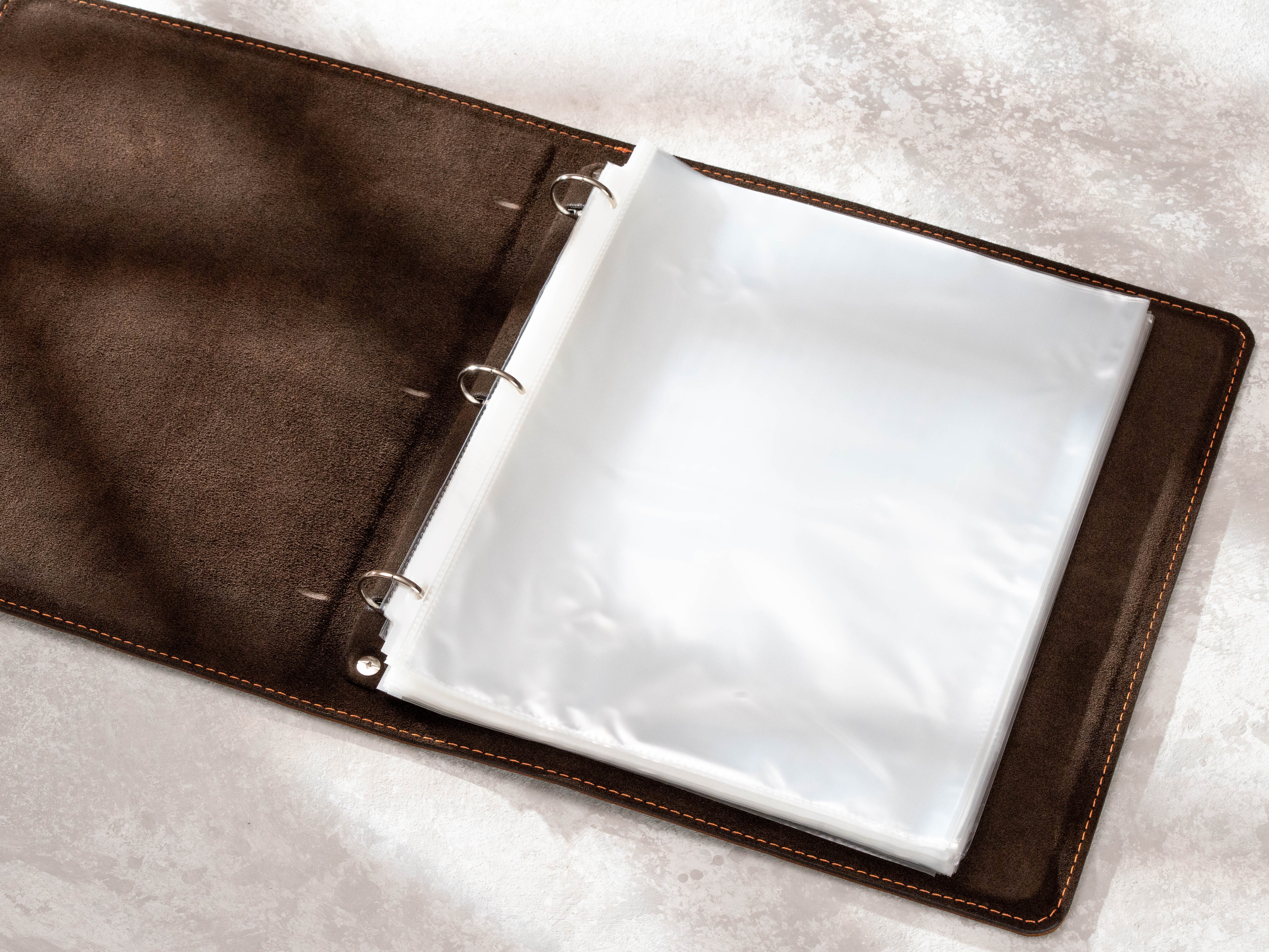 Chestnut Leather 3 Ring Binder for 8.5 x 11 Documents / A4 | Personalized Folder for Page Protectors