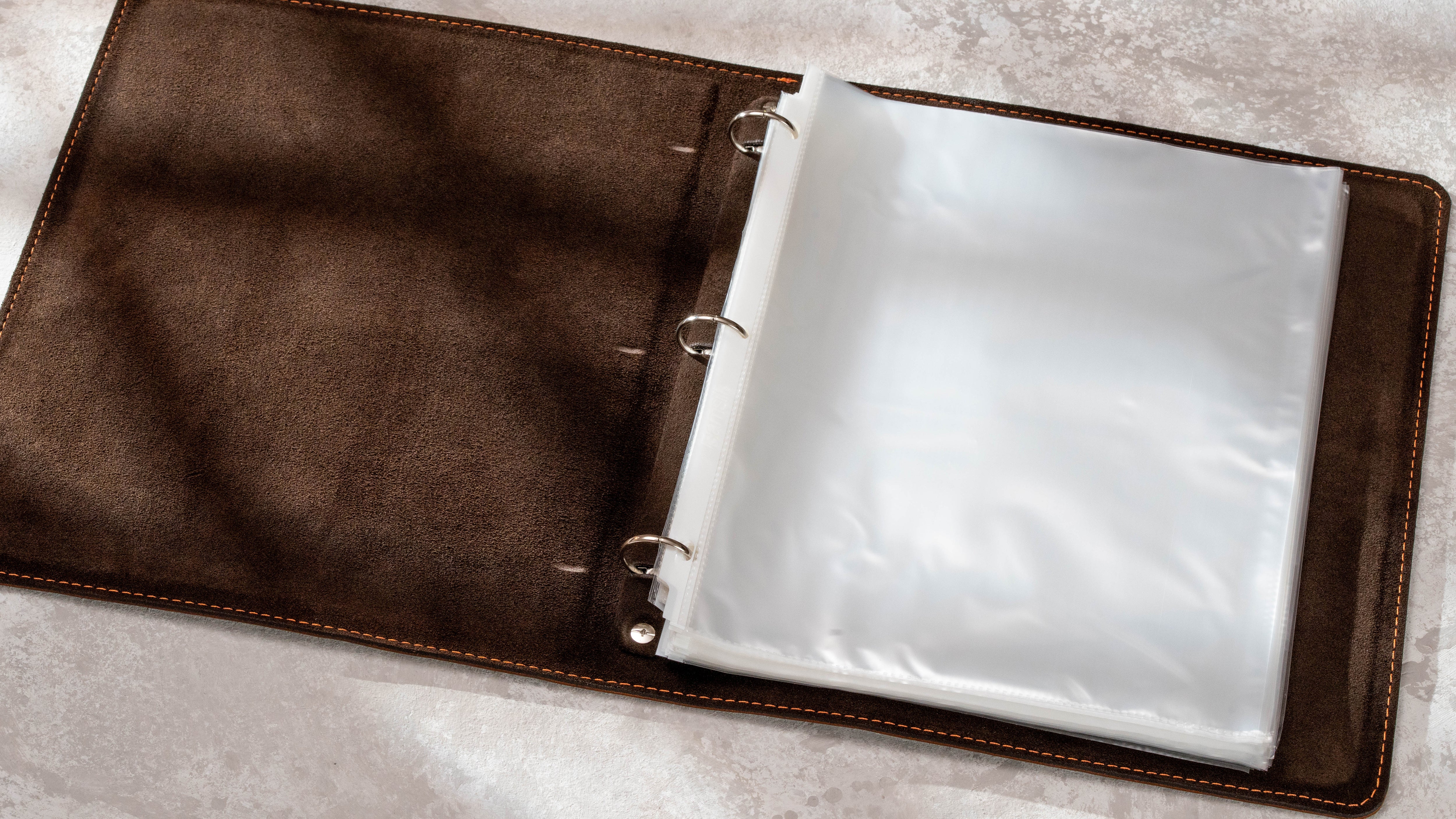 Chestnut Leather 3 Ring Binder for 8.5 x 11 Documents / A4 | Personalized Folder for Page Protectors