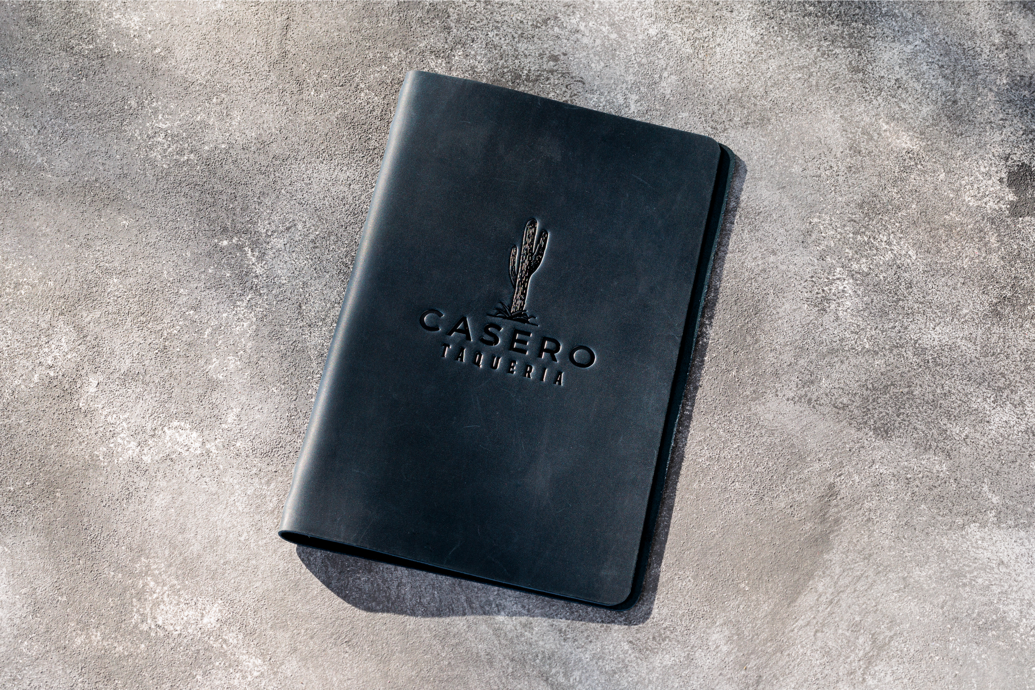 Custom Logo Dark Navy Leather Menu Cover, Elastic String Binding Restaurant Menu Folder, Personalized Hospitality Menu Book, A4/US Letter, Custom Size Available