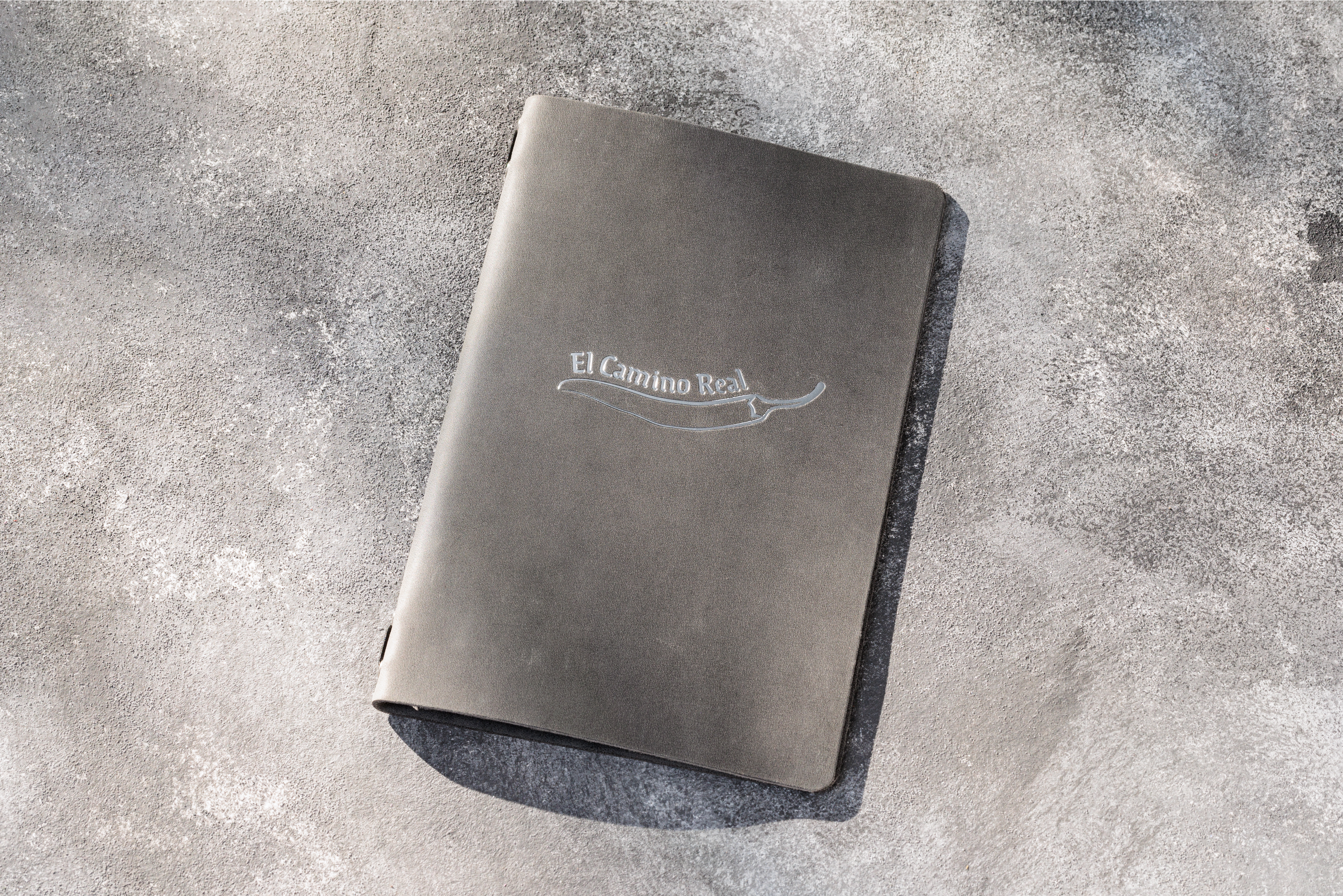 Custom Logo Gray Leather Menu Cover, Elastic String Binding Restaurant Menu Folder, Personalized Hospitality Menu Book, A4/US Letter, Custom Size
