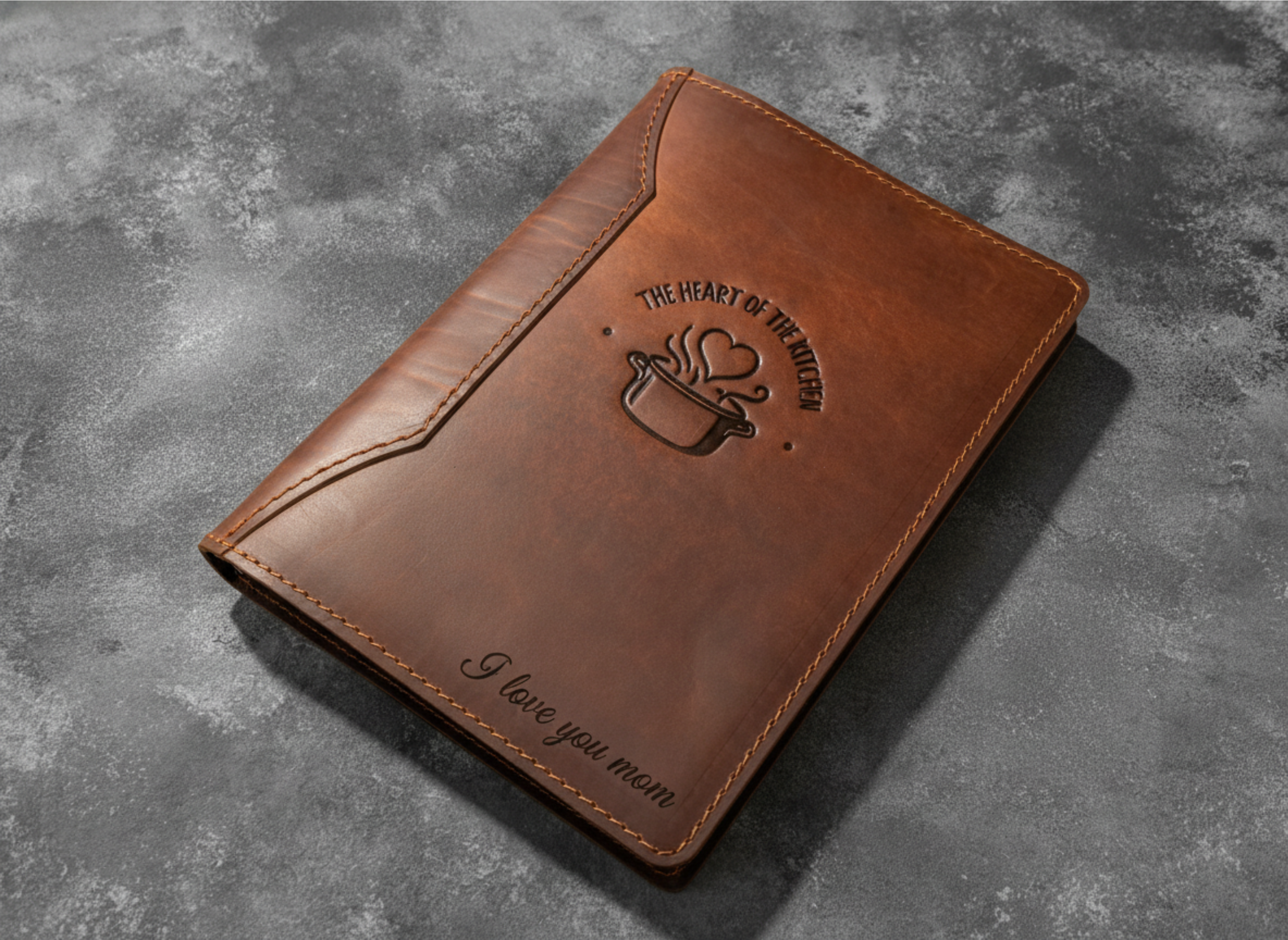 Personalized Leather Recipe Book by Mureli | 3-Ring Binder Cookbook | Blank, Lined or Grid Pages | Gift for Mom or Dad