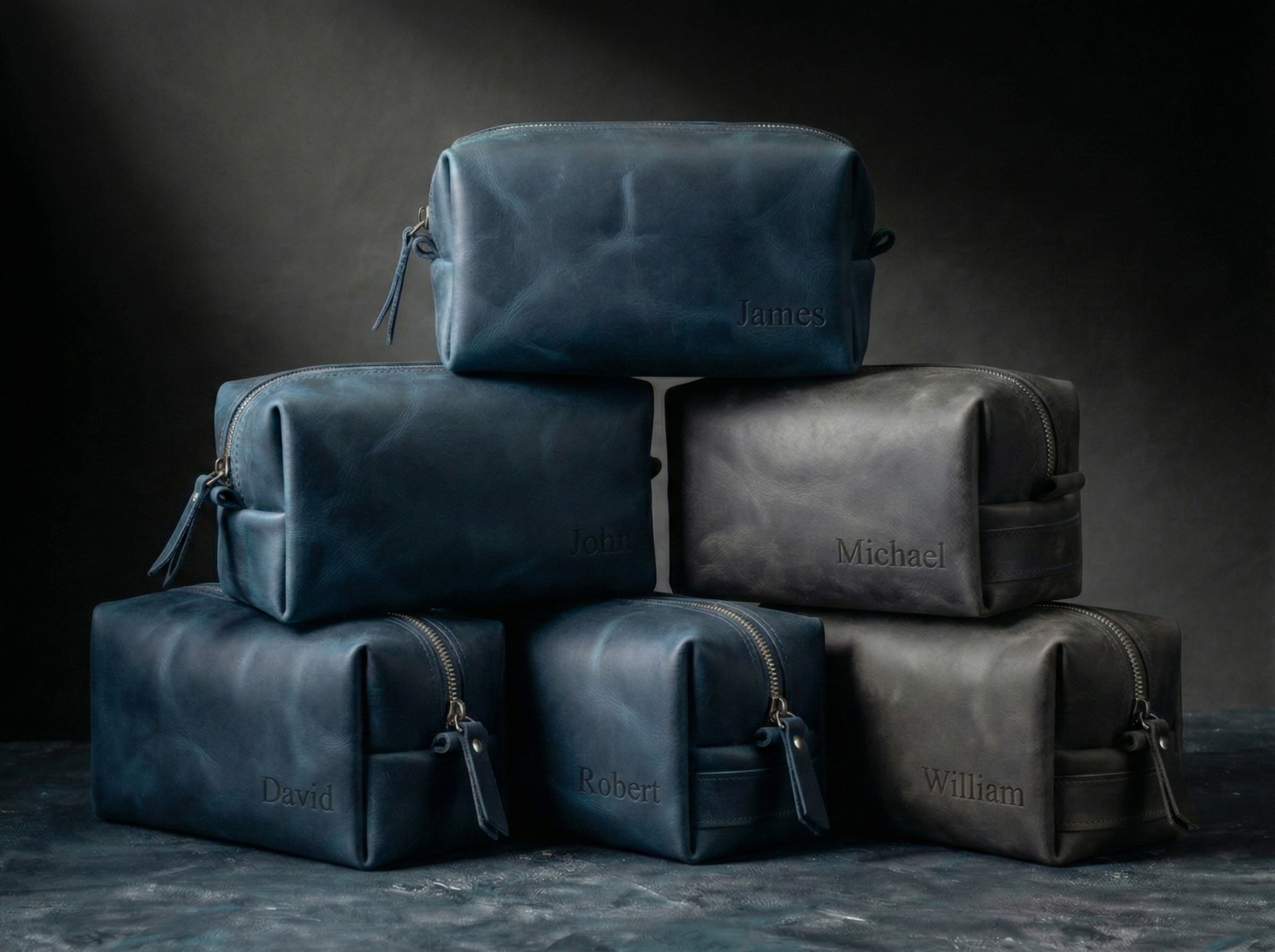 Cognac Leather Toiletry Bag – Personalized Travel Dopp Kit