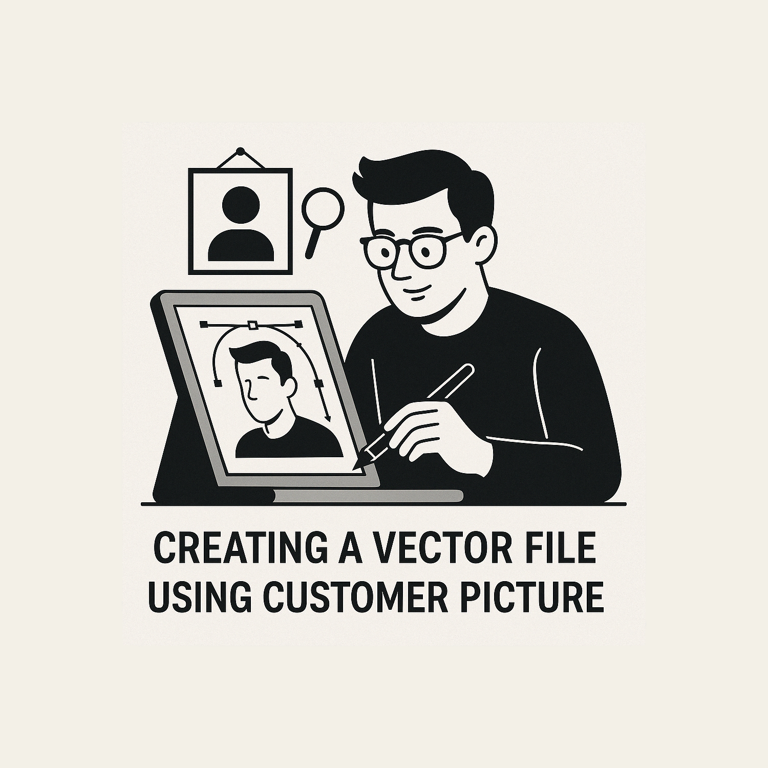To make a vector file using your picture for laser engraving or making a stamp (more than 3 hour designer work )