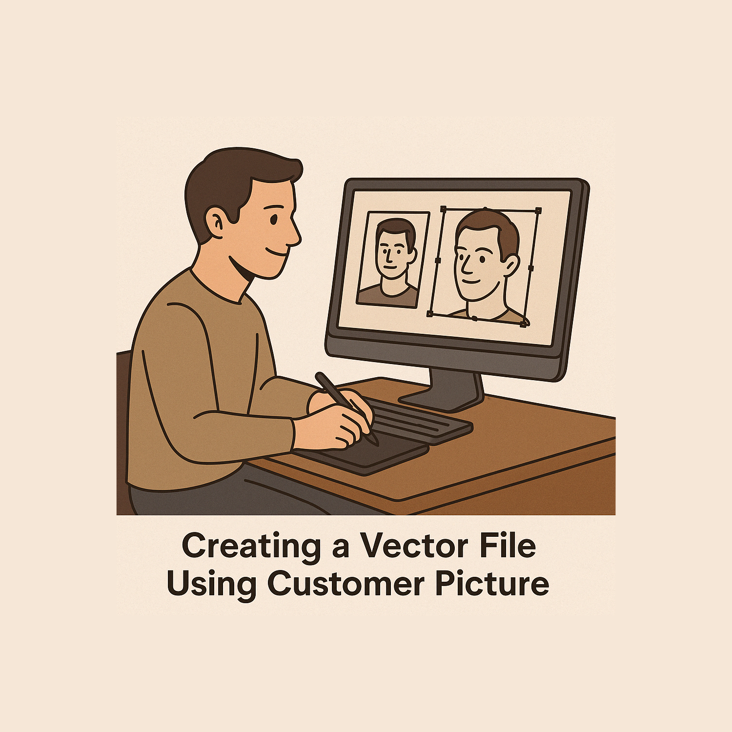 To make a vector file using your picture for laser engraving or making a stamp (approx 2 hour designer work )