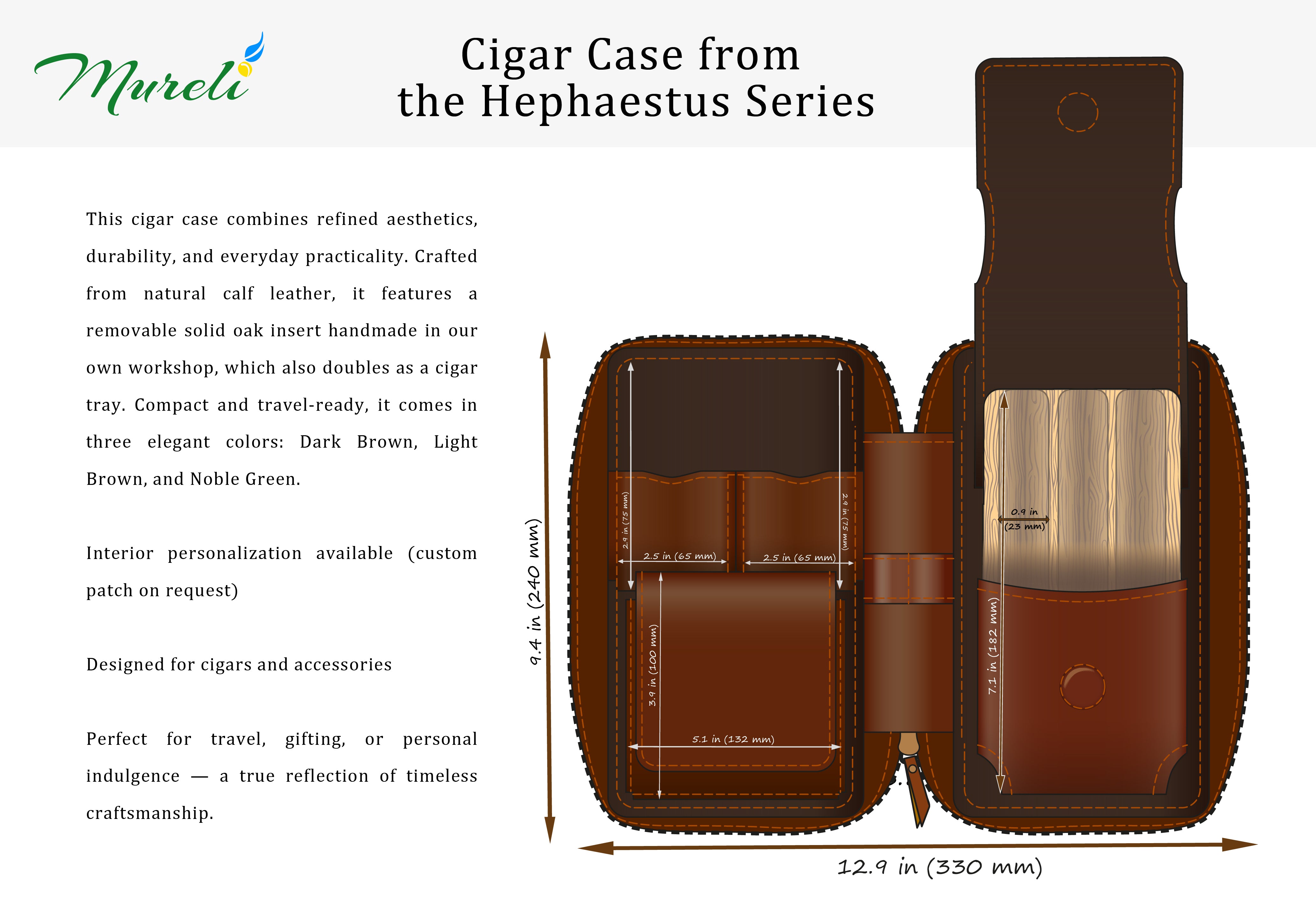 Dark Brown Cigar Case from the Hephaestus Series — Style and Functionality in Every Detail