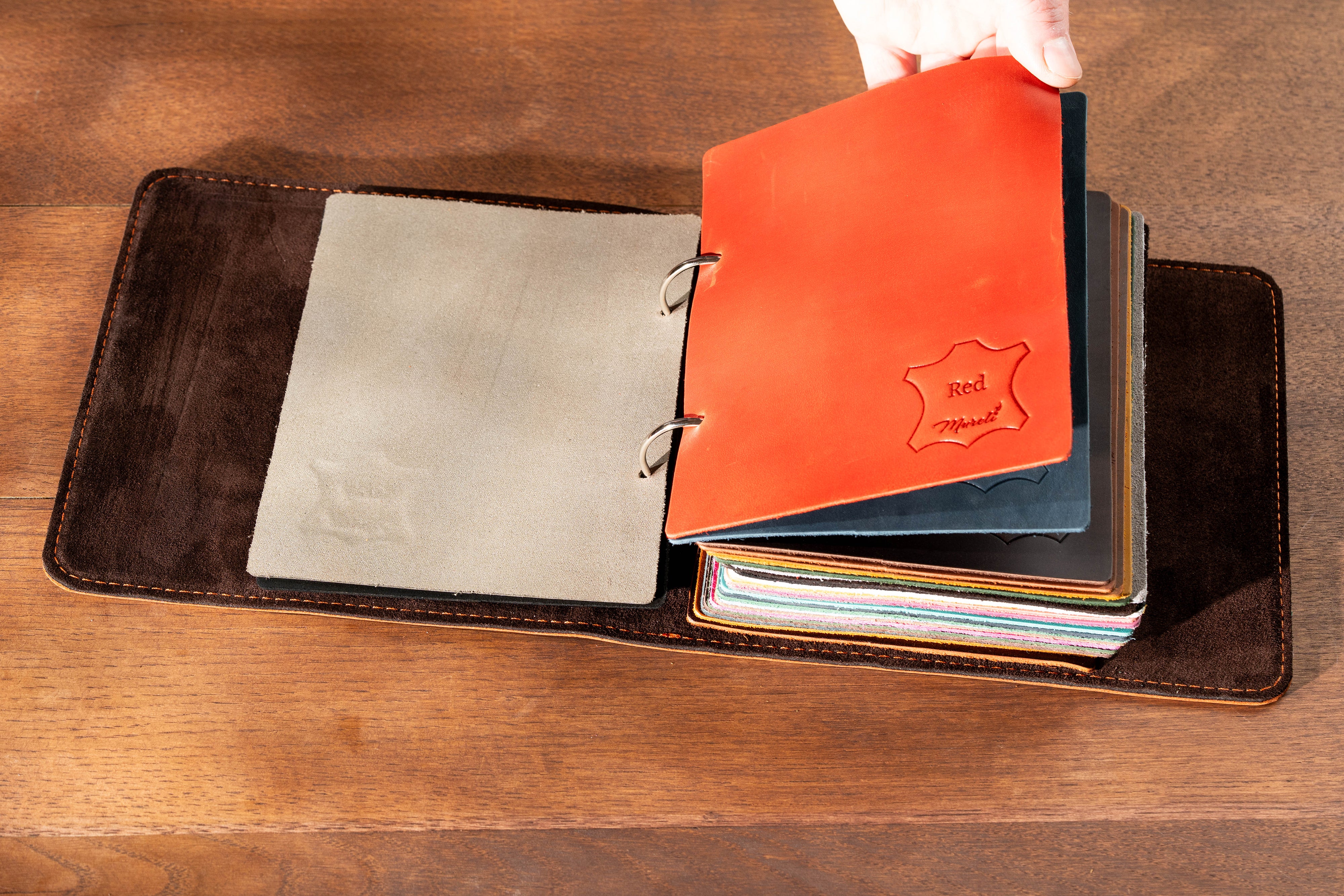 Mureli Leather Sample Binder with 28 Leather Swatches