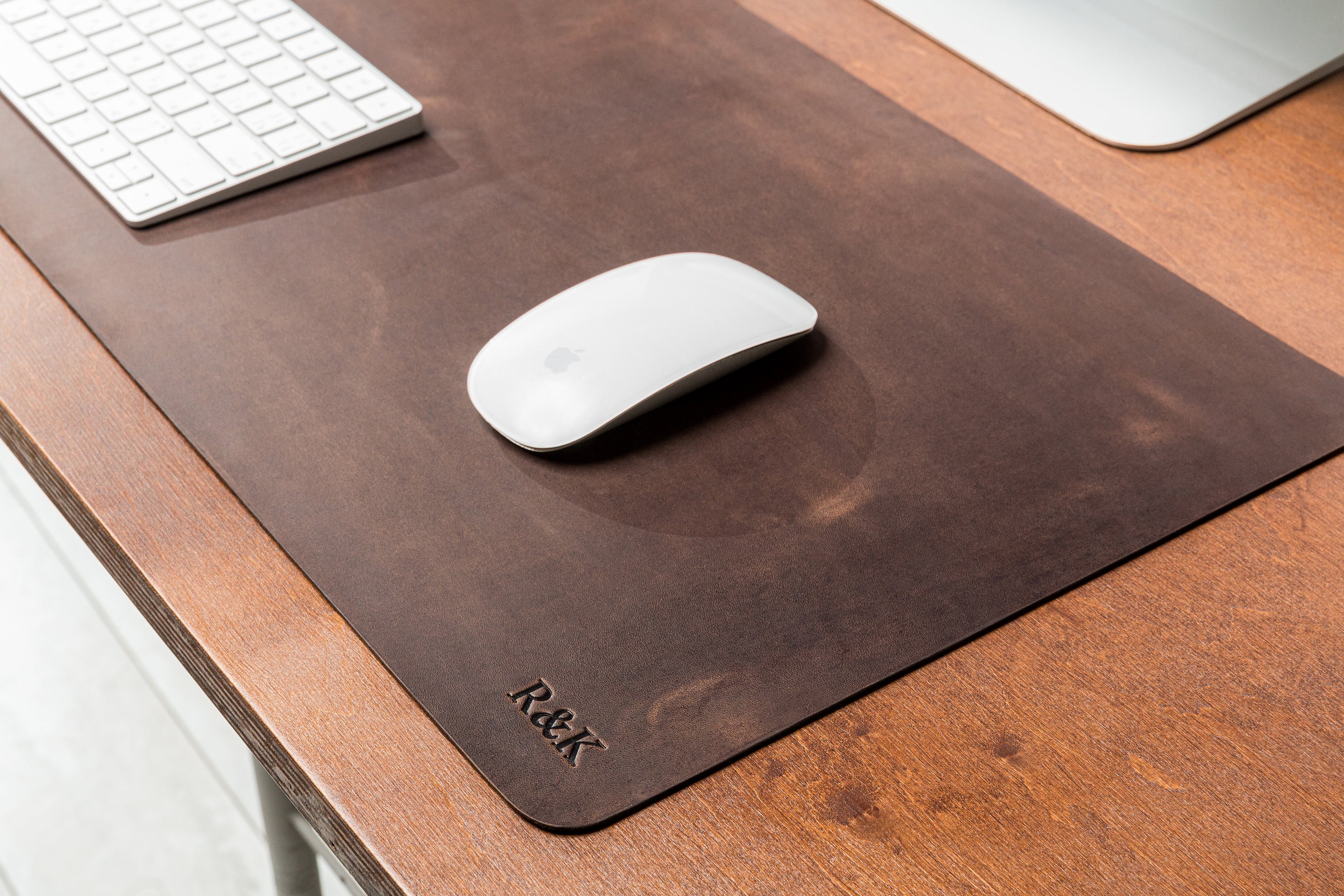 Brown Vintage Leather Desk Pad | Crazy Horse Leather by Mureli