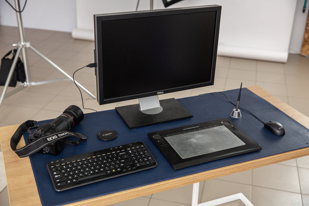 Premium Blue Thick Leather Desk Pad 4mm | For Those Who Value Substance