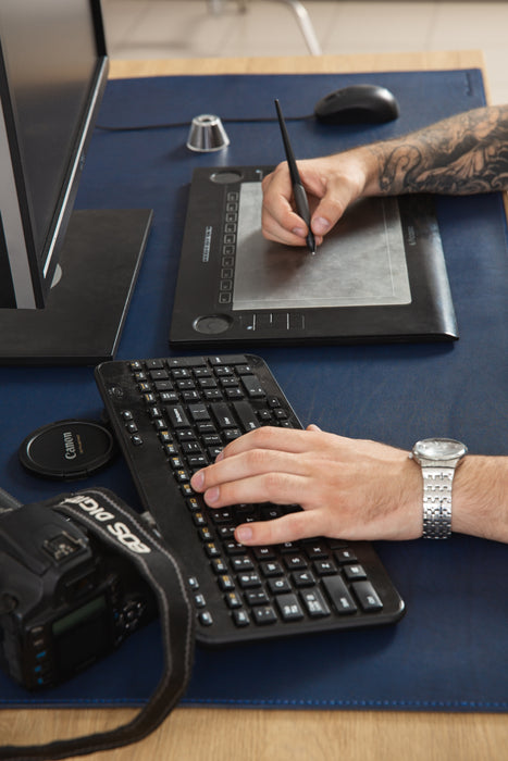 Premium Blue Thick Leather Desk Pad 4mm | For Those Who Value Substance