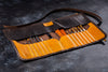 Personalized leather artist roll in Cognac Tan with brushes organized inside