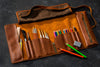 Brown leather art supply rollout