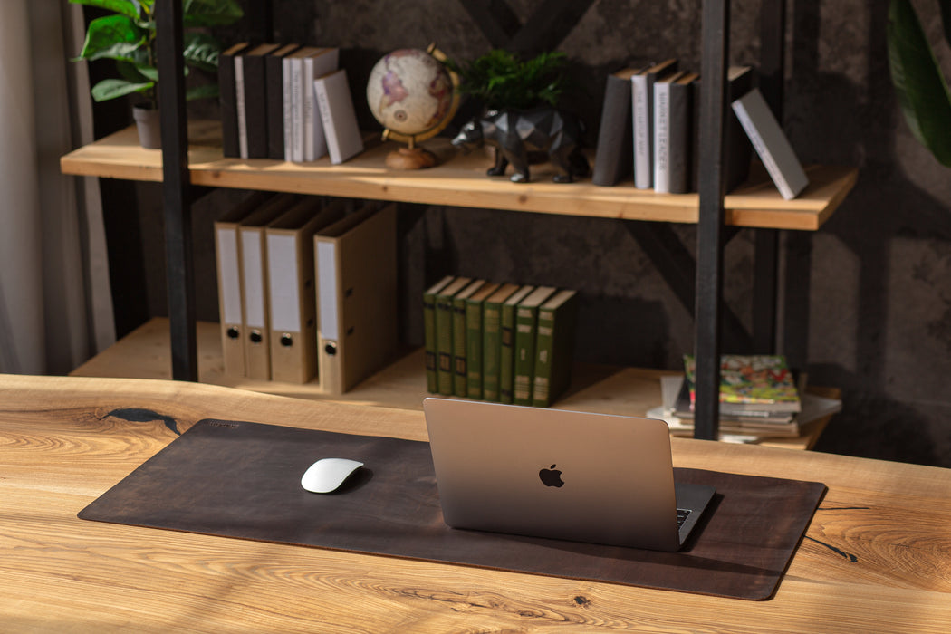 cool leather dark brown desk mat