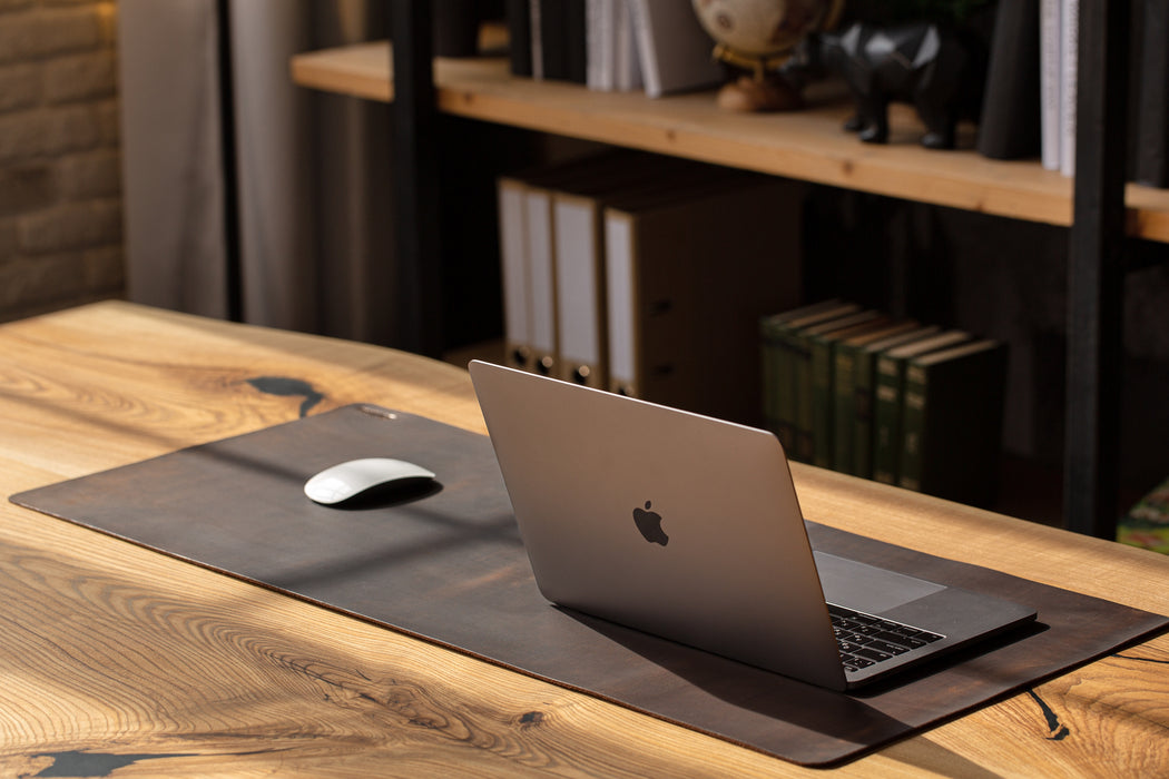 Dark brown Leather Desk Pad | Crazy Horse Leather | 2.0 mm Thick | by Mureli