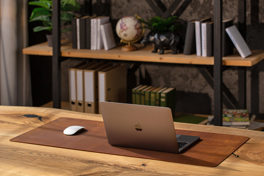 Soft Copper Leather Desk Pad | Crazy Horse Leather | 2.0 mm Thick | by Mureli