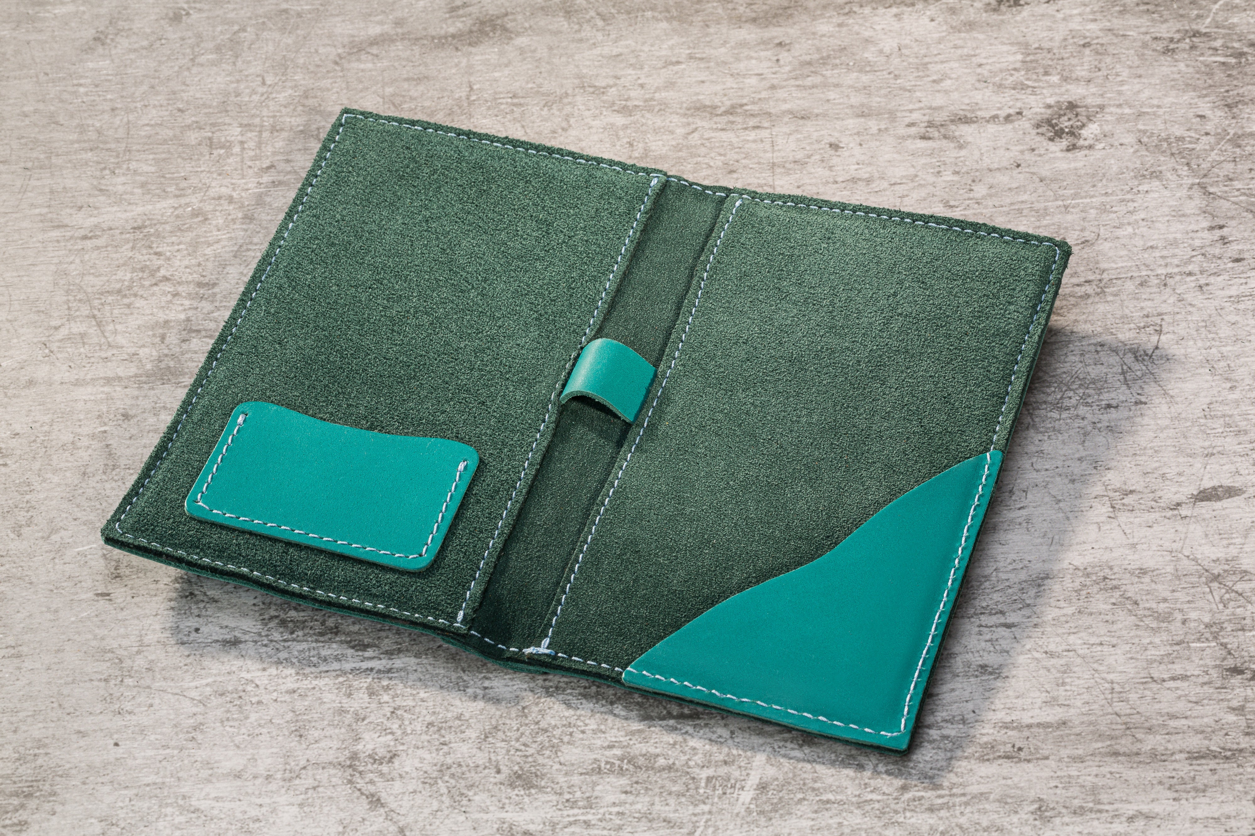 Tropical Aqua Leather Bill Wallet | Suede Interior