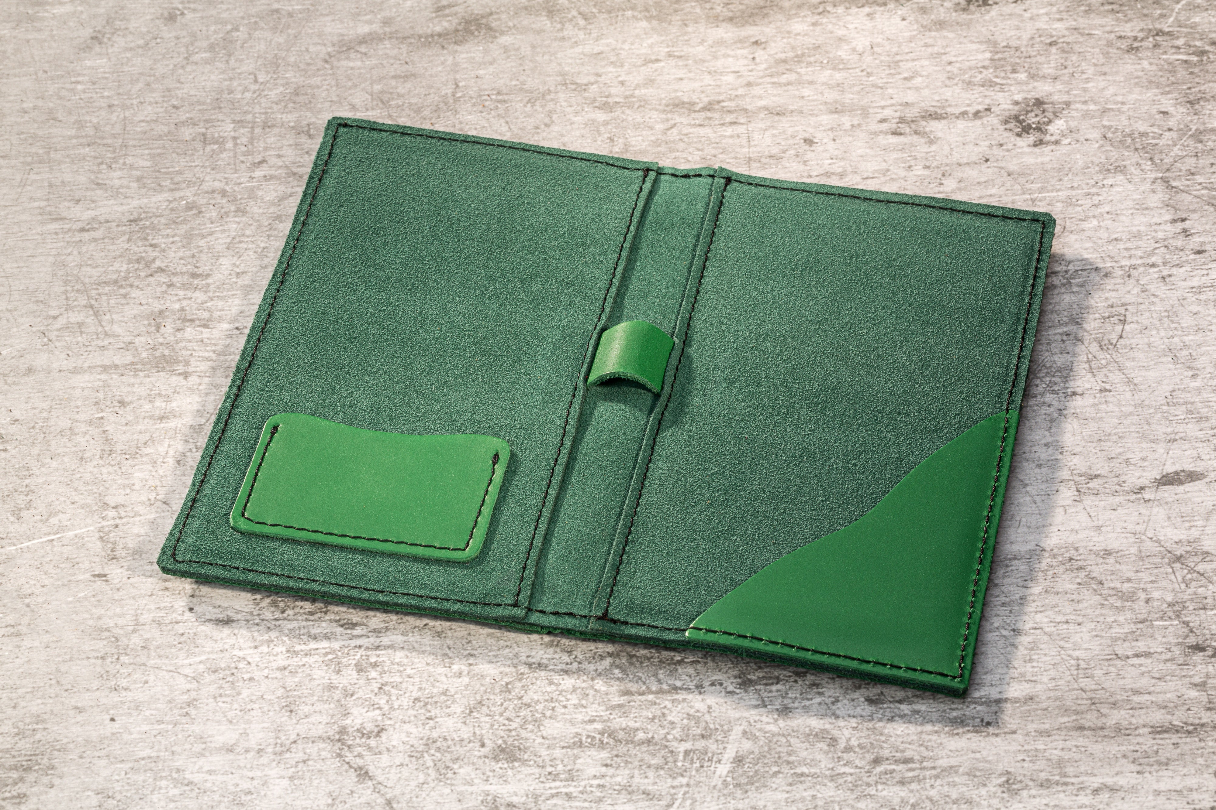 Leather Guest Check Book – Green with Your Branding