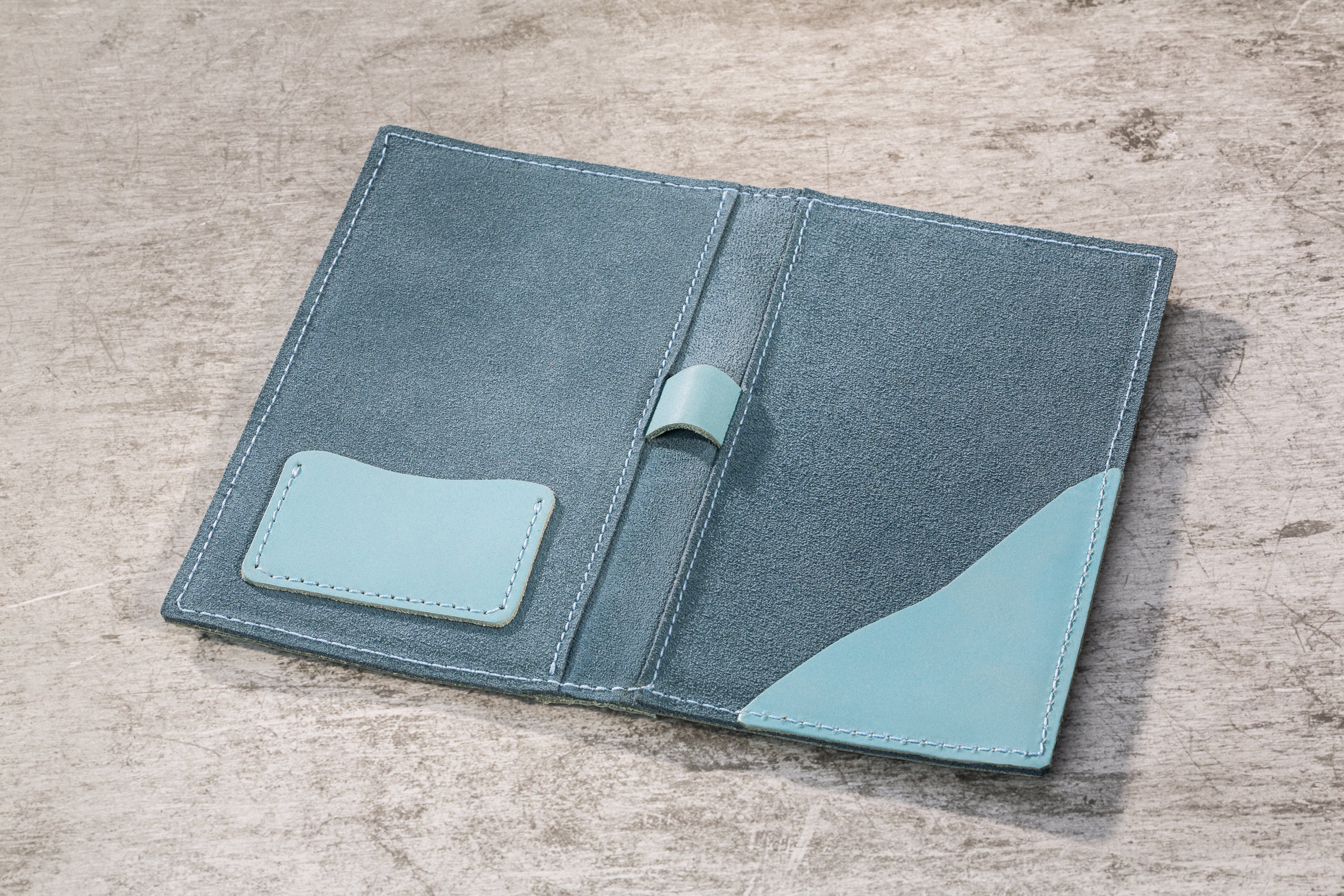 Teal Leather Check Presenter | Custom Logo Deboss