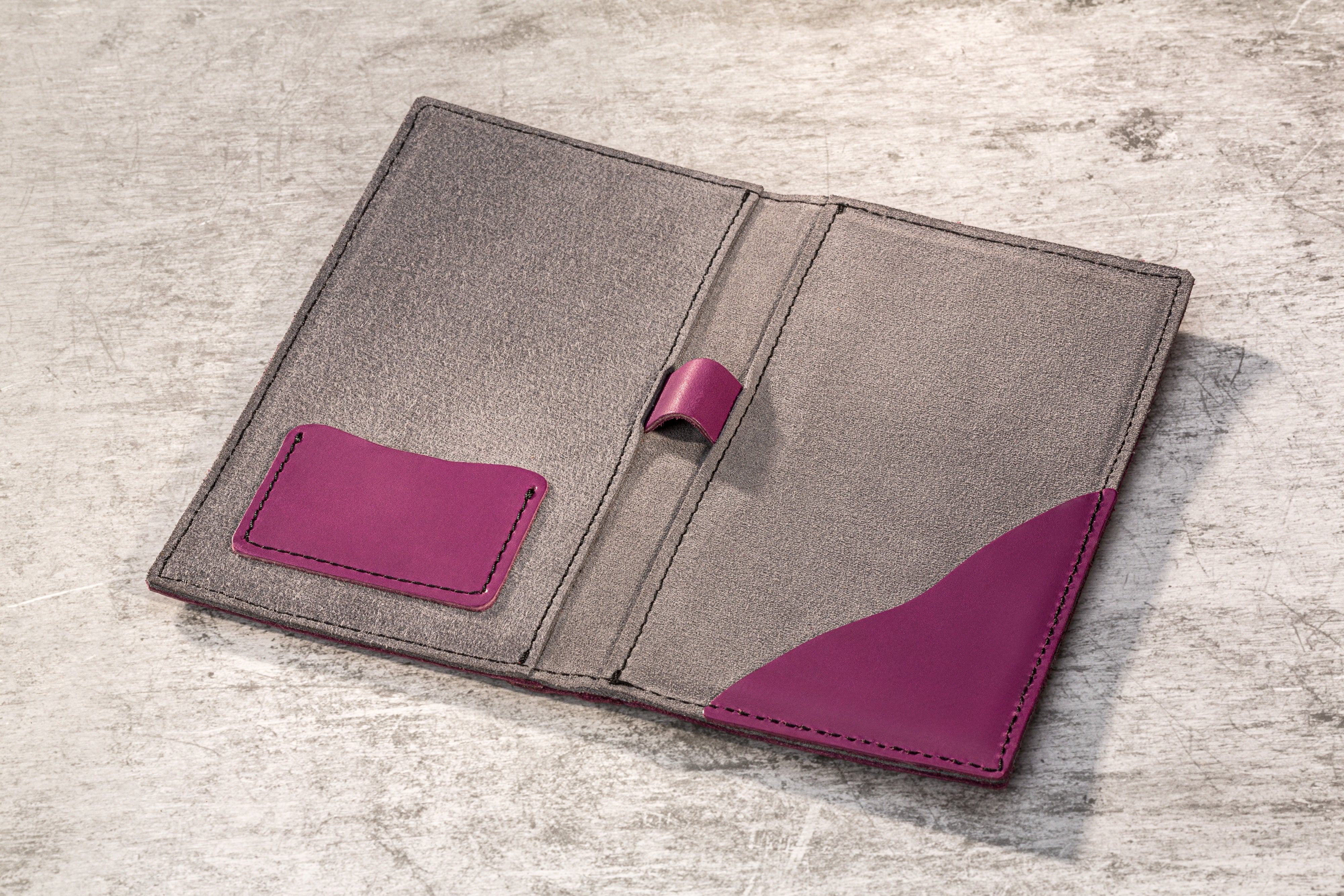 Custom Branded Purple Leather Check Presenter