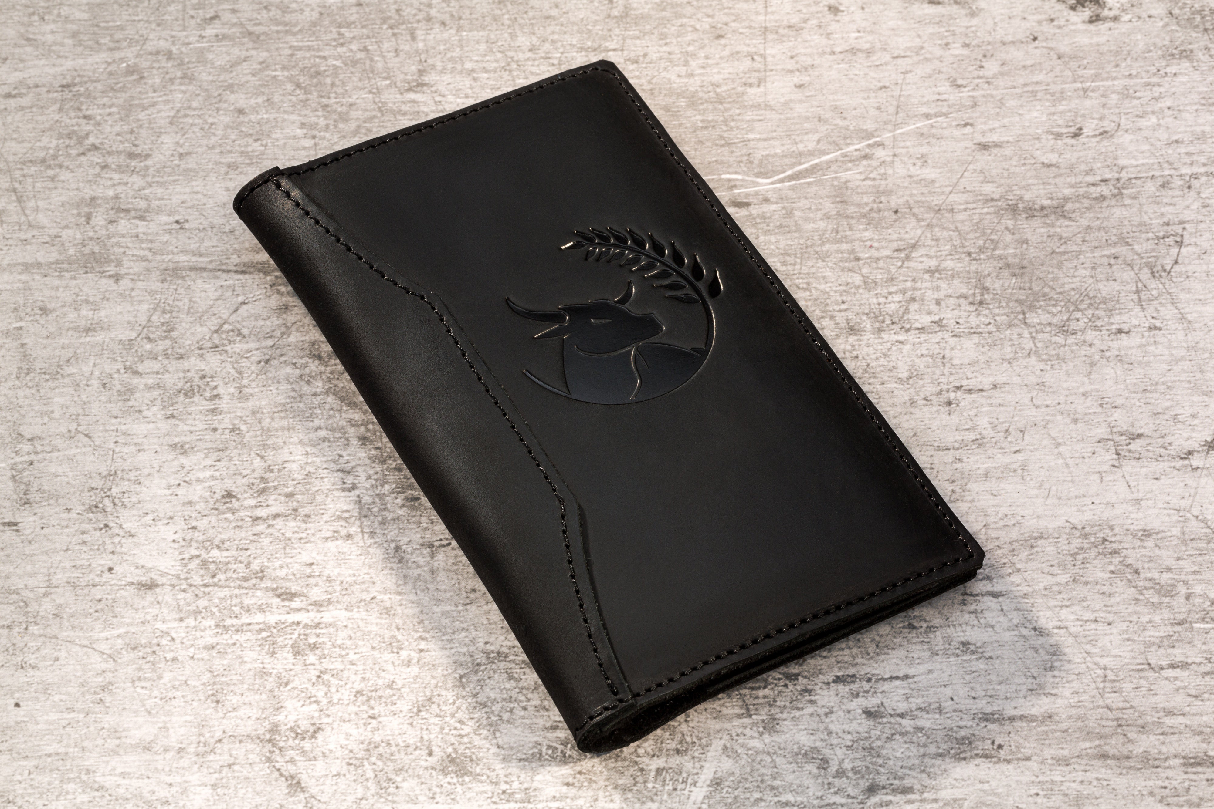 Sleek Black Leather Check Wallet | Handmade in Ukraine