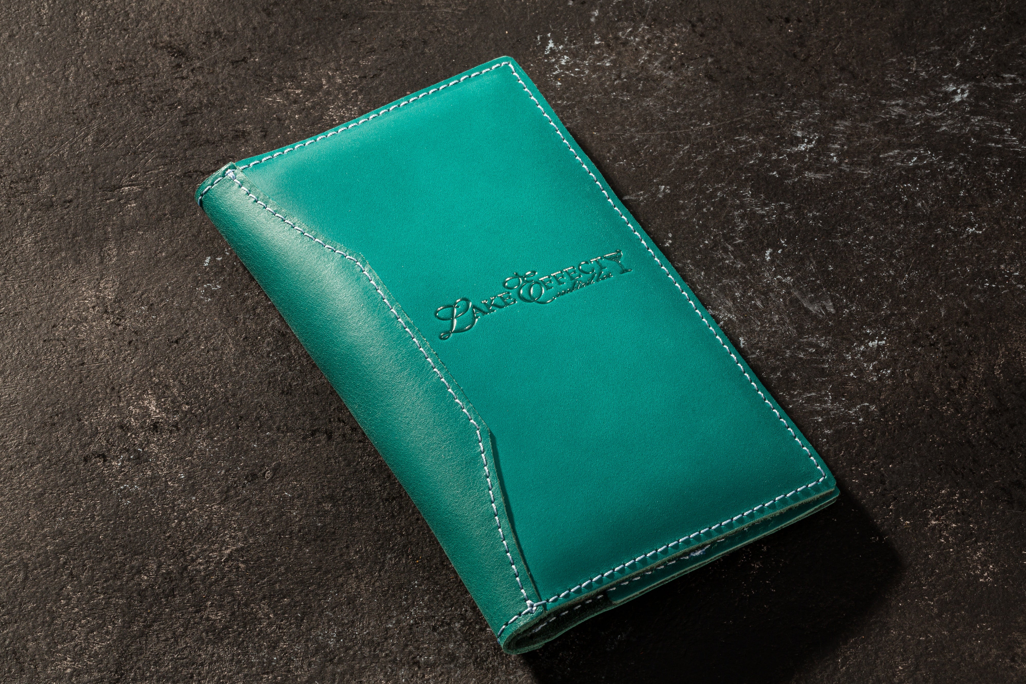 Bright Aqua Bill Folder | Handmade Leather Finish