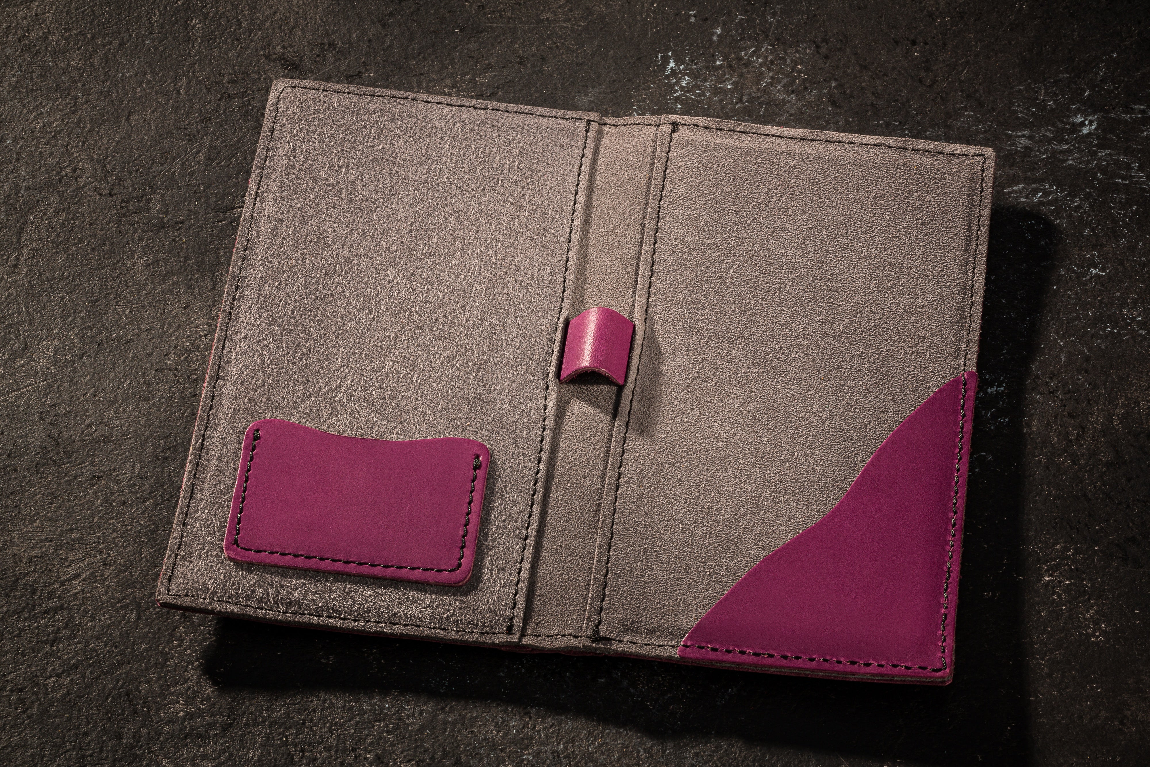 Fuchsia Leather Check Wallet | Modern Dining Accessory