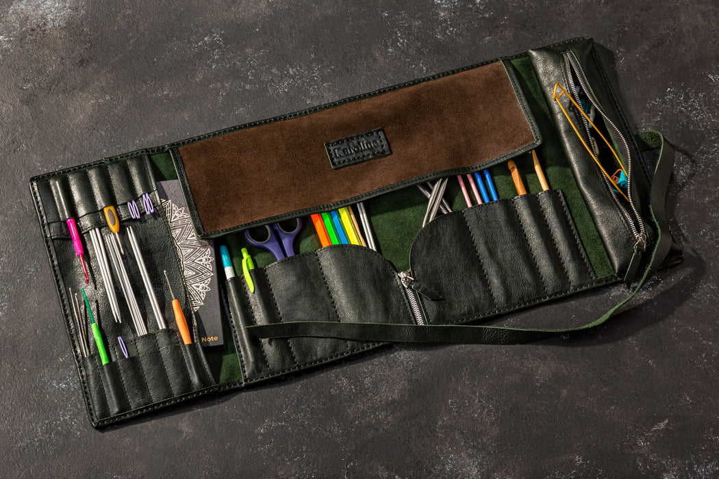 Forest Green Leather Knitting Roll — Inspired by Nature, Made to Last