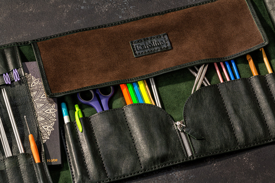 A Touch of Green for Your Creative Routine — Leather Knitting Organizer