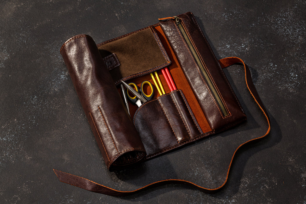 Classic Leather Organizer for Crochet Hooks & Knitting Needles