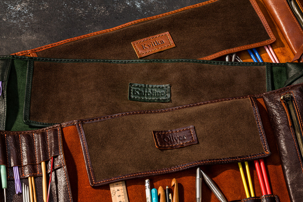 Warm Tones, Warm Hands — Knitting Roll in Rich Brown Leather