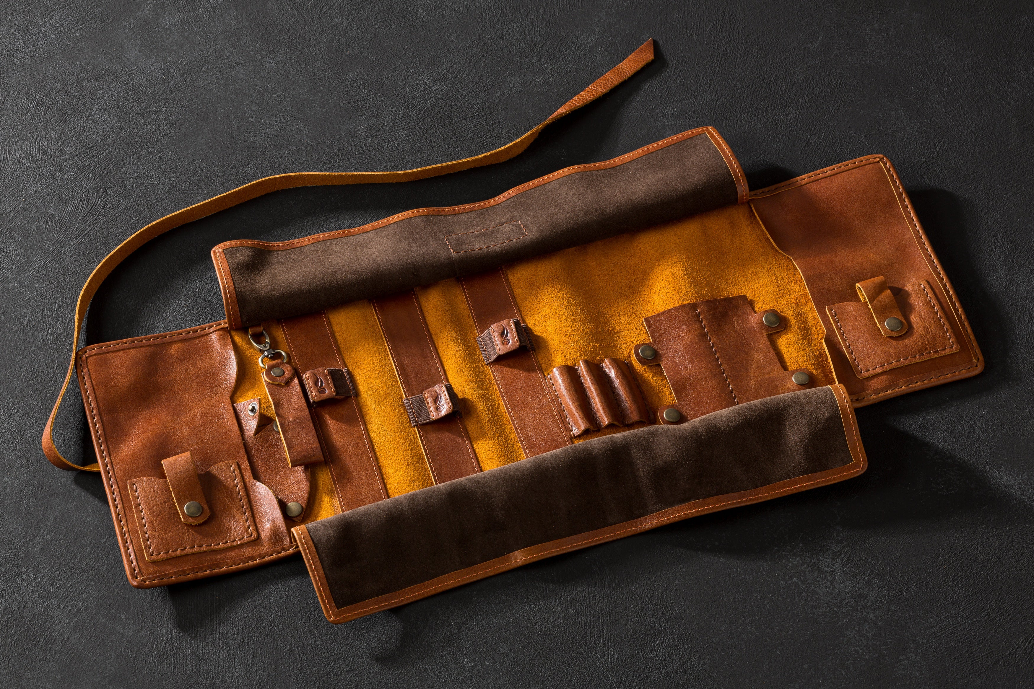 Personalized leather pipe roll up “New Breath” | Original Pipe Roll for Tobacco Pipe Smokers | Light brown