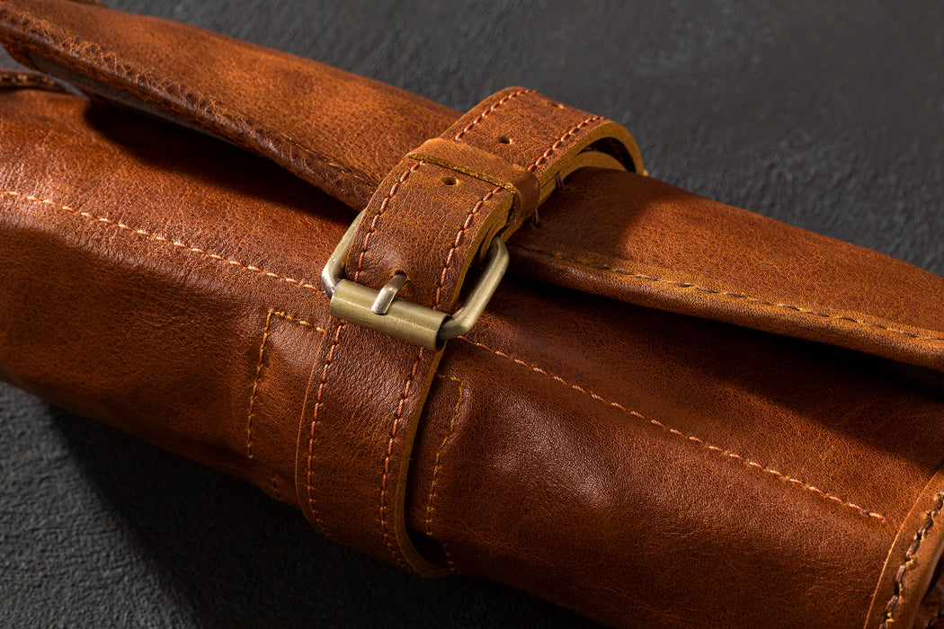 personalized cigars case | Genuine leather cigars pouch | travel cigars roll up by Mureli Workshop
