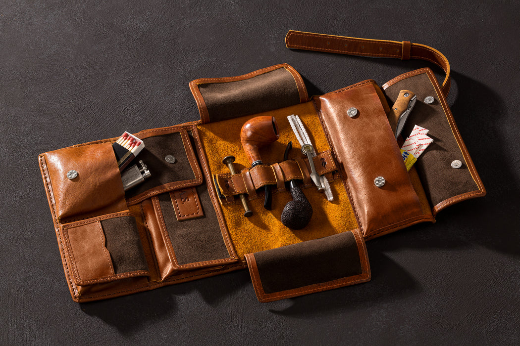 personalized tobacco pipe pouch | Genuine leather case for tobacco pipes