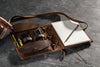 Brown leather sketchbook cover with pocket – Unique gift ideas for men and women