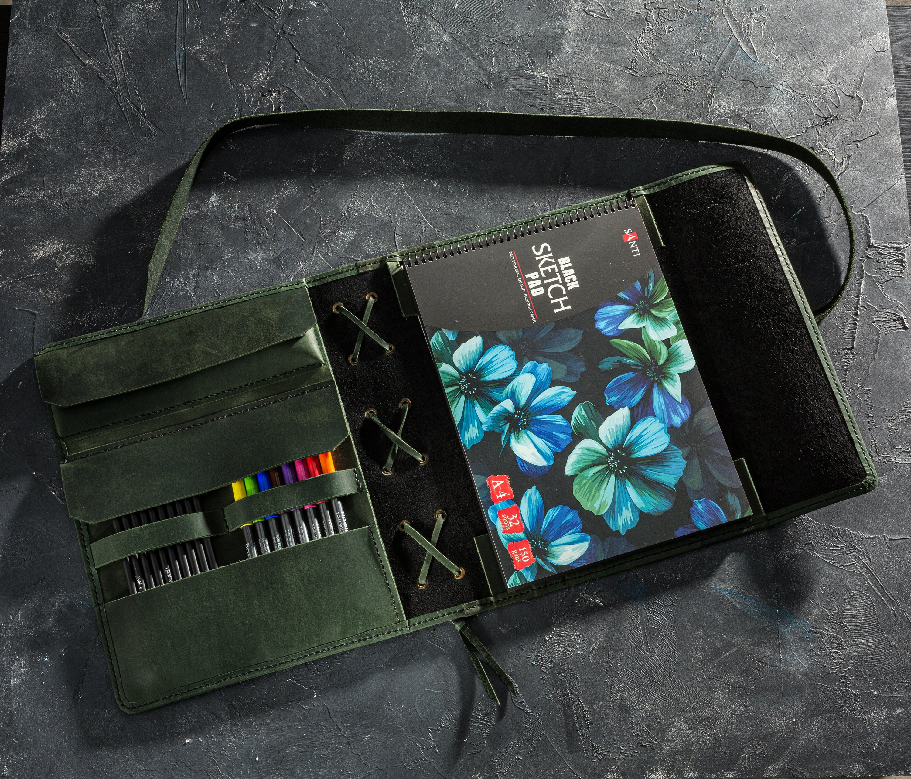 Custom name leather organizer for artists