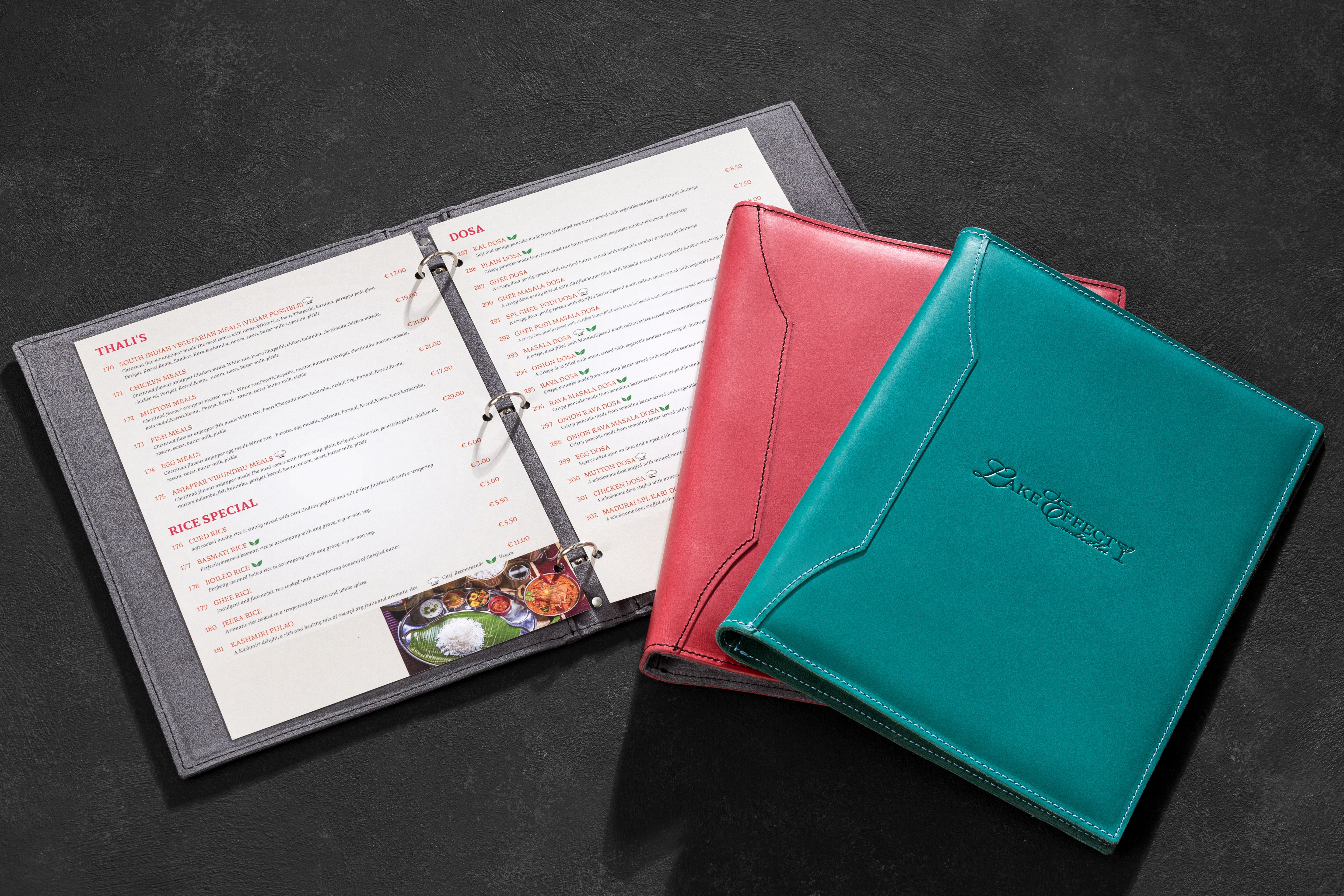 Embossed Leather Menu with Logo Placement – Restaurant Custom Order