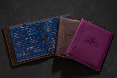 Leather Menu Book for Cocktail, Wine, and Food Lists