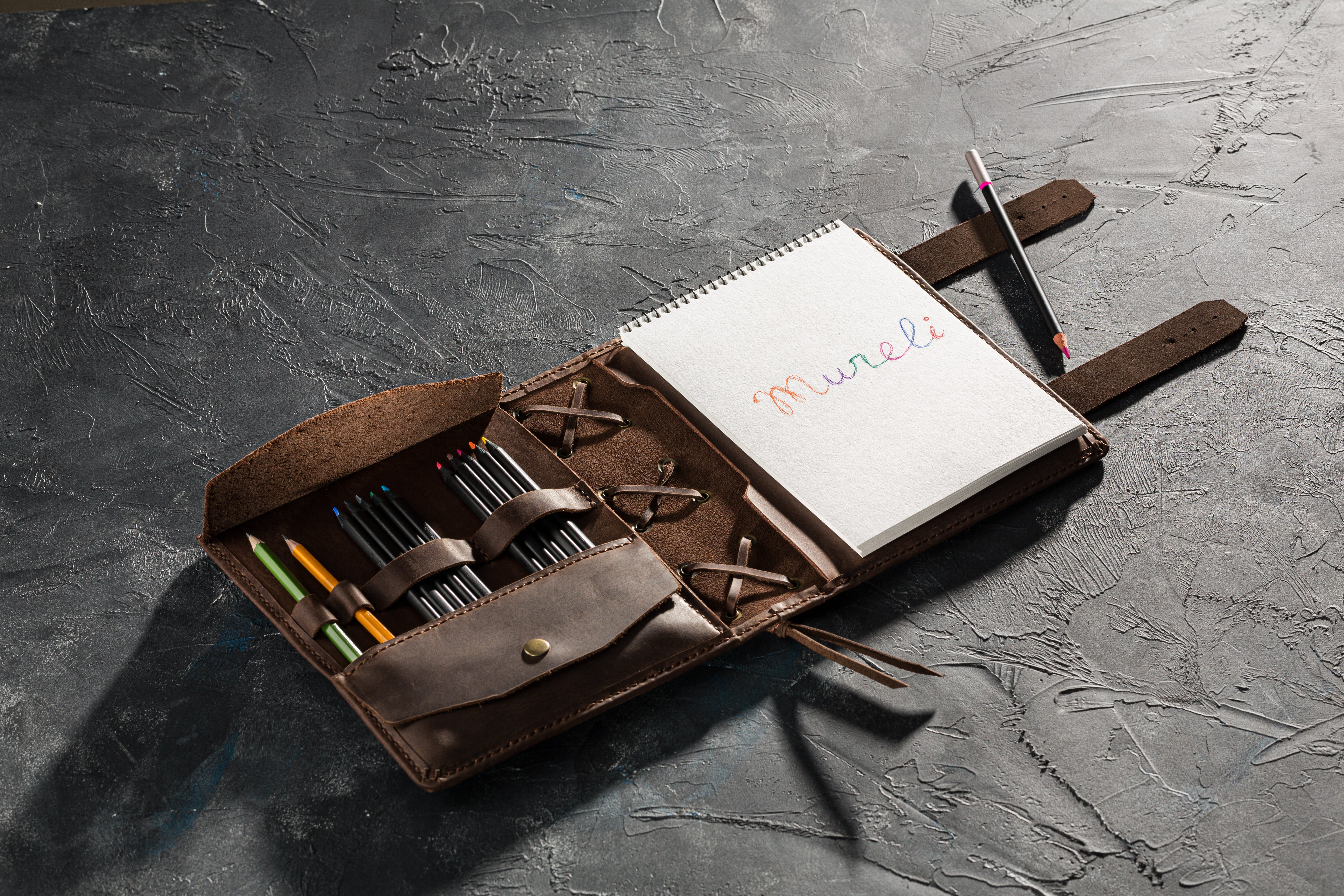 Leather journal cover with pen loops – Perfect Christmas gift for writers
