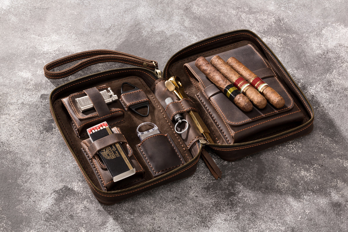 Personalized Cigar Case, Cigar Holder With Cutter, Groomsmen Cigar Case,  Gift for Him, Groomsmen Gifts, Cigar Travel Case, Gift for Husband 