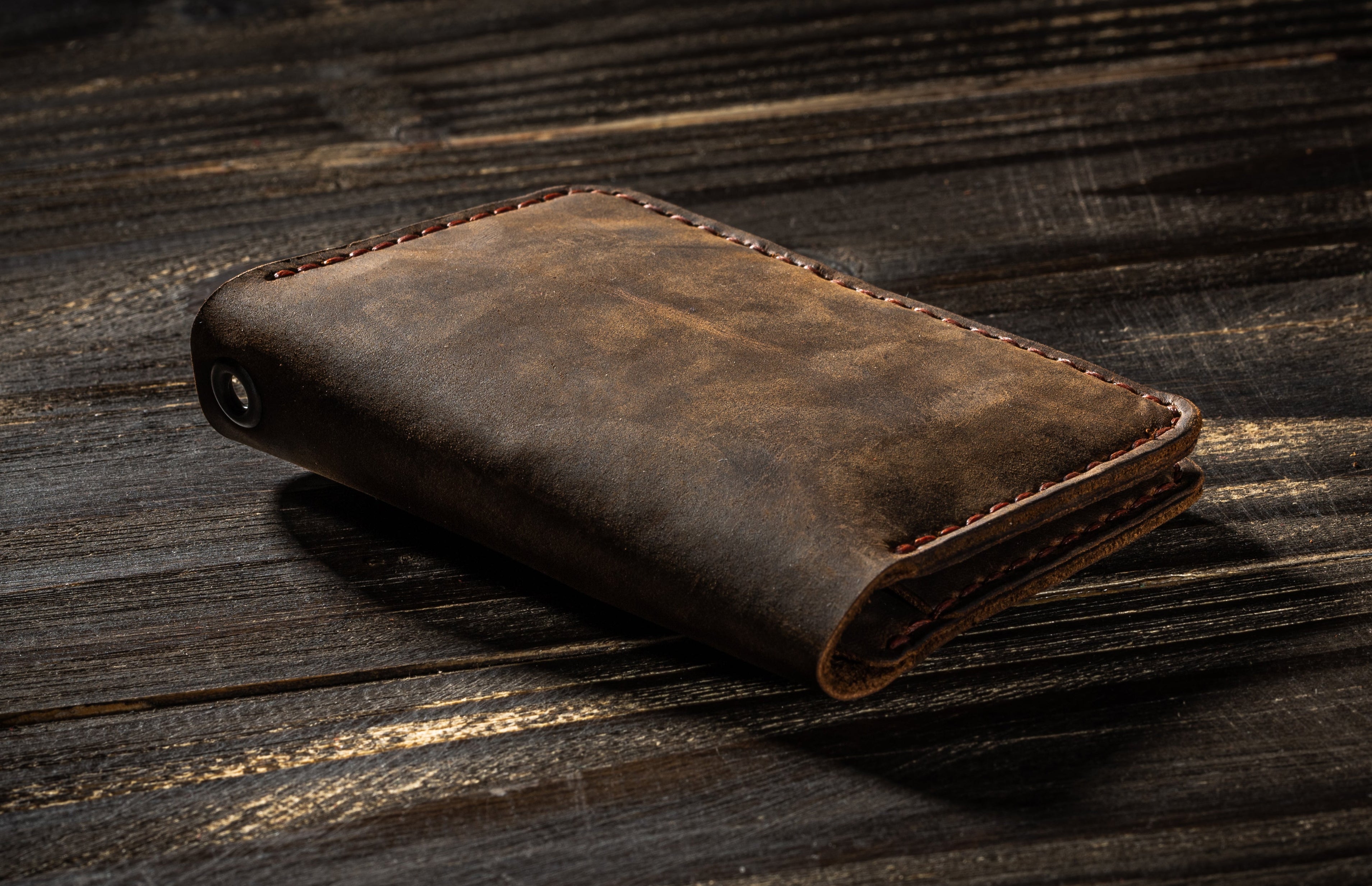 brown leather wallet blank with hole for chain