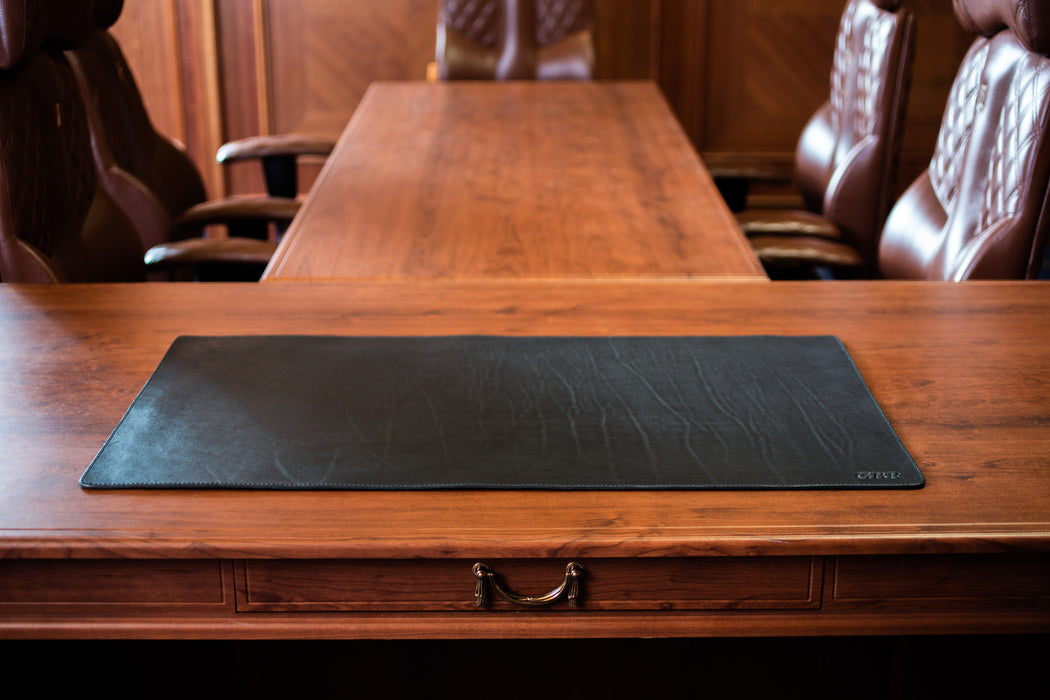 Premium Black Thick Leather Desk Pad 4mm | For Those Who Value Substance