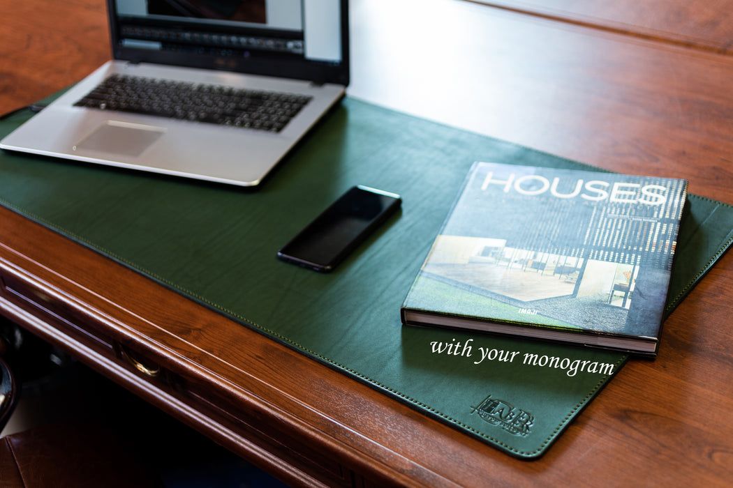 Premium Green Thick Leather Desk Pad 4mm | For Those Who Value Substance