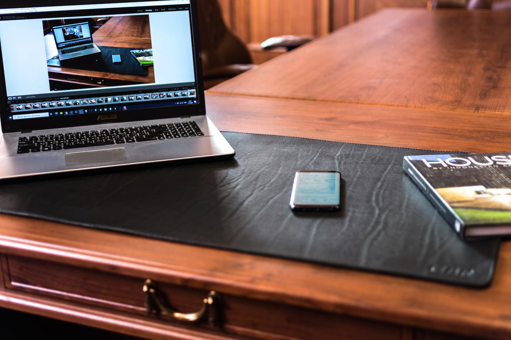 Premium Black Thick Leather Desk Pad 4mm | For Those Who Value Substance