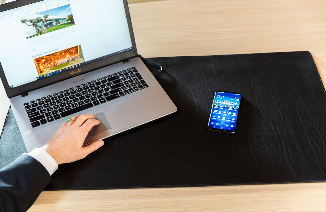 Premium Black Thick Leather Desk Pad 4mm | For Those Who Value Substance