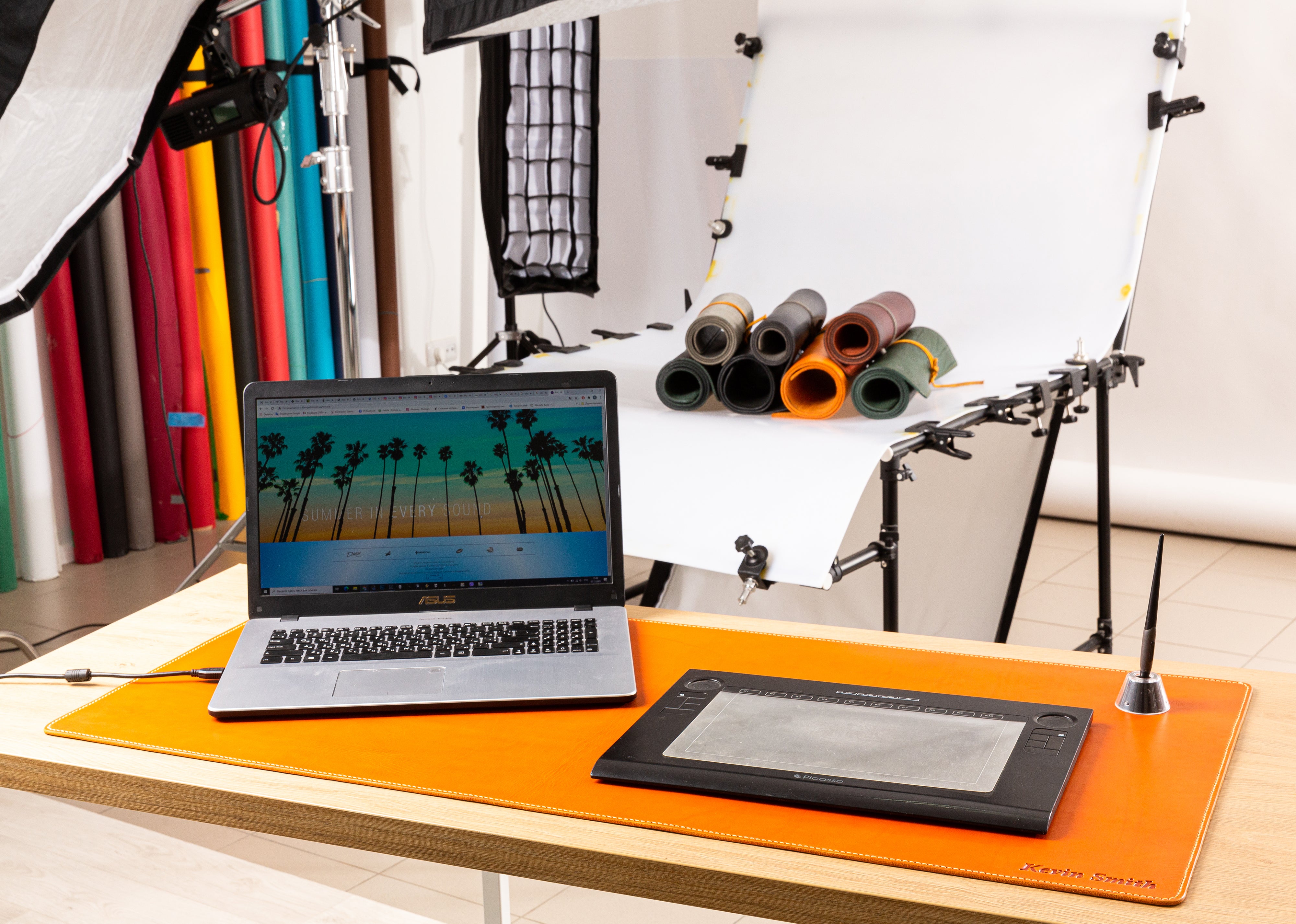Premium Orange Leather Desk Mat | 4mm Thick Leather Desk Pad | For Those Who Value Substance | Mureli