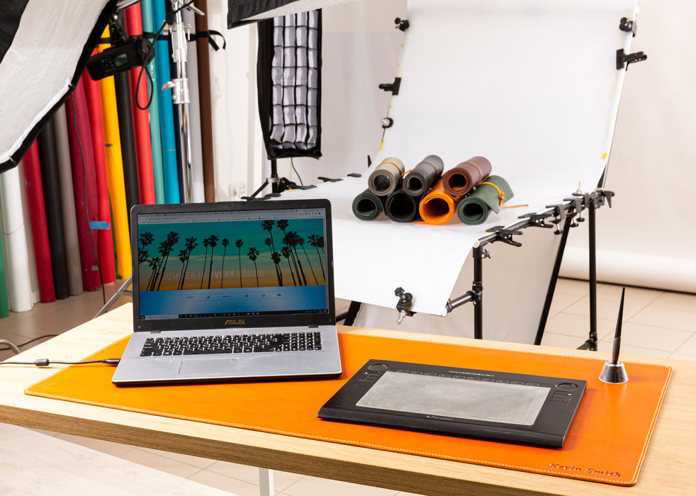 Premium Orange Thick Leather Desk Pad 4mm | For Those Who Value Substance