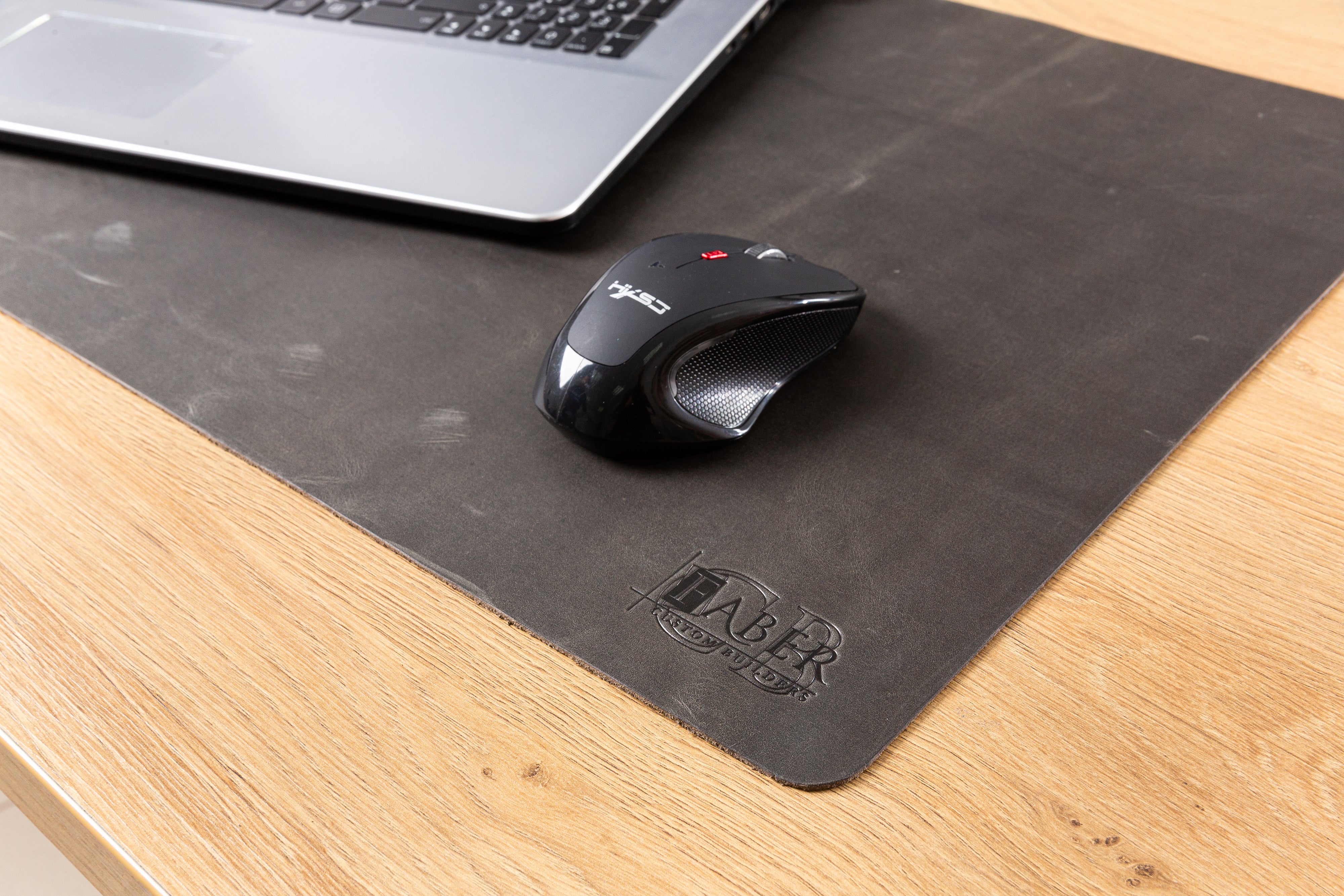 Gray Vintage Leather Desk Mat | Crazy Horse Leather Desk Pad | 2 mm Thick Leather | Mureli